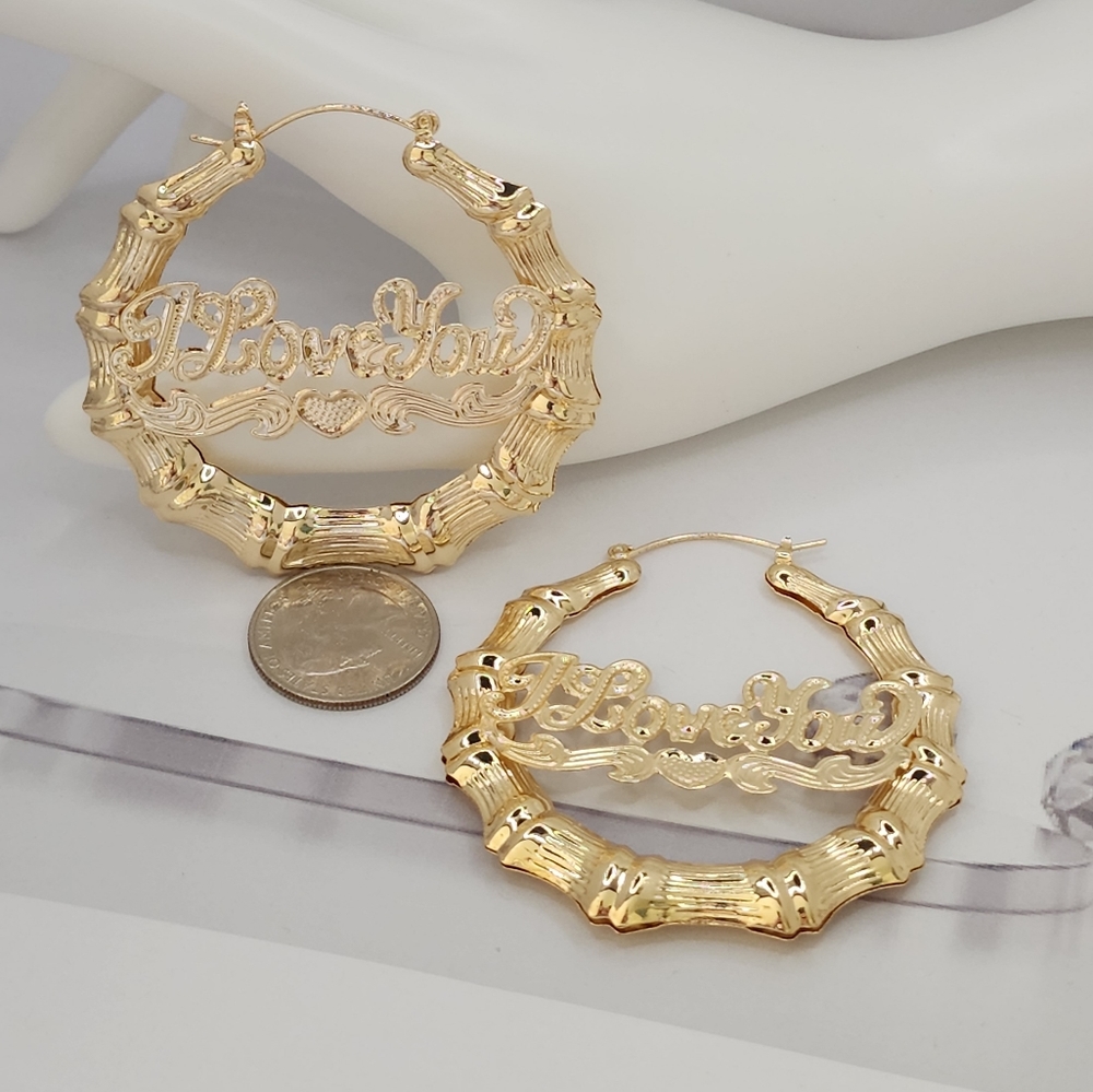 I LOVE YOU  fashion hoops Gold-plated